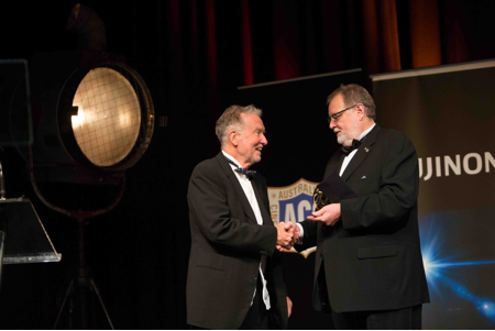 ACS President Ron Johanson OAM  ACS handing the Milli Award to John Toon NZCS ACS (photographer Bryan Crawford)   