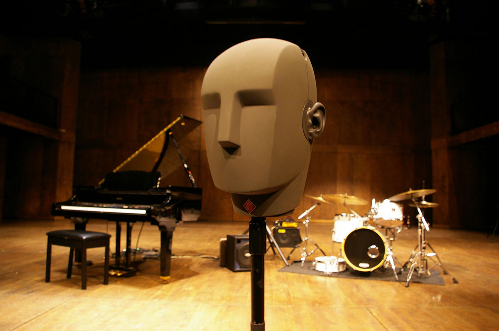 'Fritz', Kall Binaural Audio's Neumann KU-100 dummy head microphone.